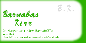 barnabas kirr business card
